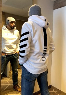 Men&#39;s hooded sweatshirt Melk Hoodie-WHT